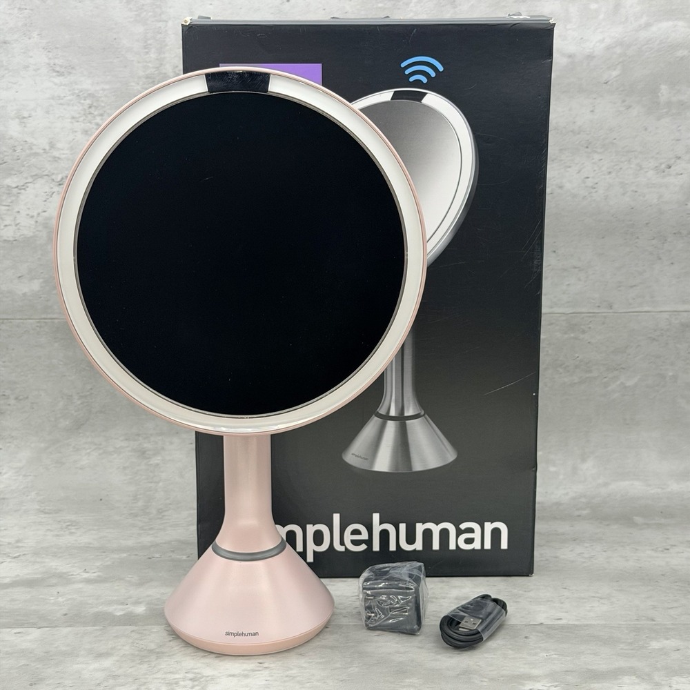 Simplehuman Pink Sensor 8" Mirror ST3029 LED light 5X Mag Cordless Rechargeable